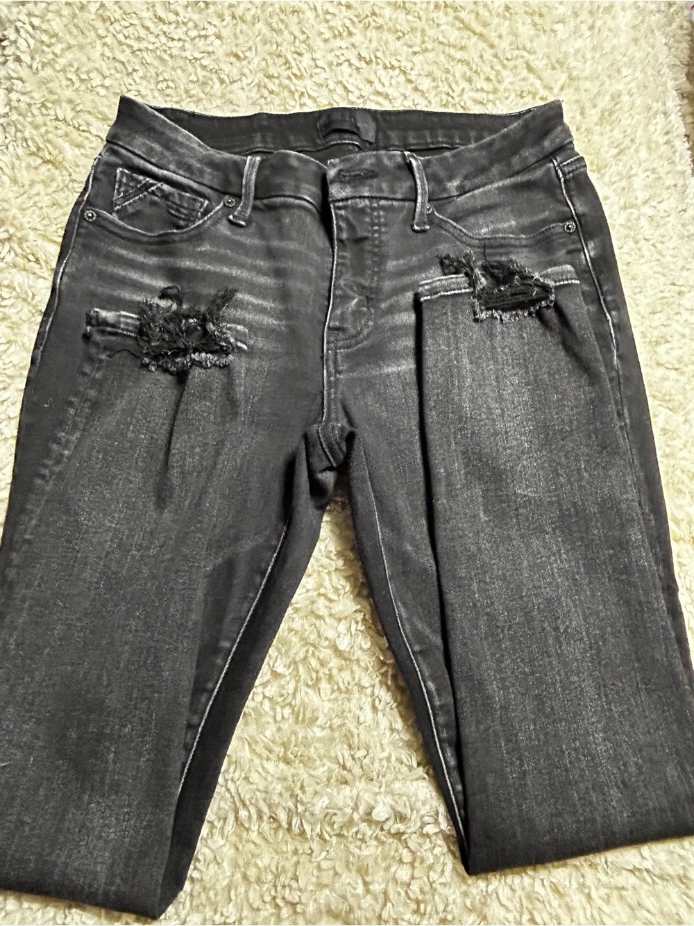 Buckle Black Washed Ankle Skinny Jeans with Frayed Hem - Picture 4 of 5